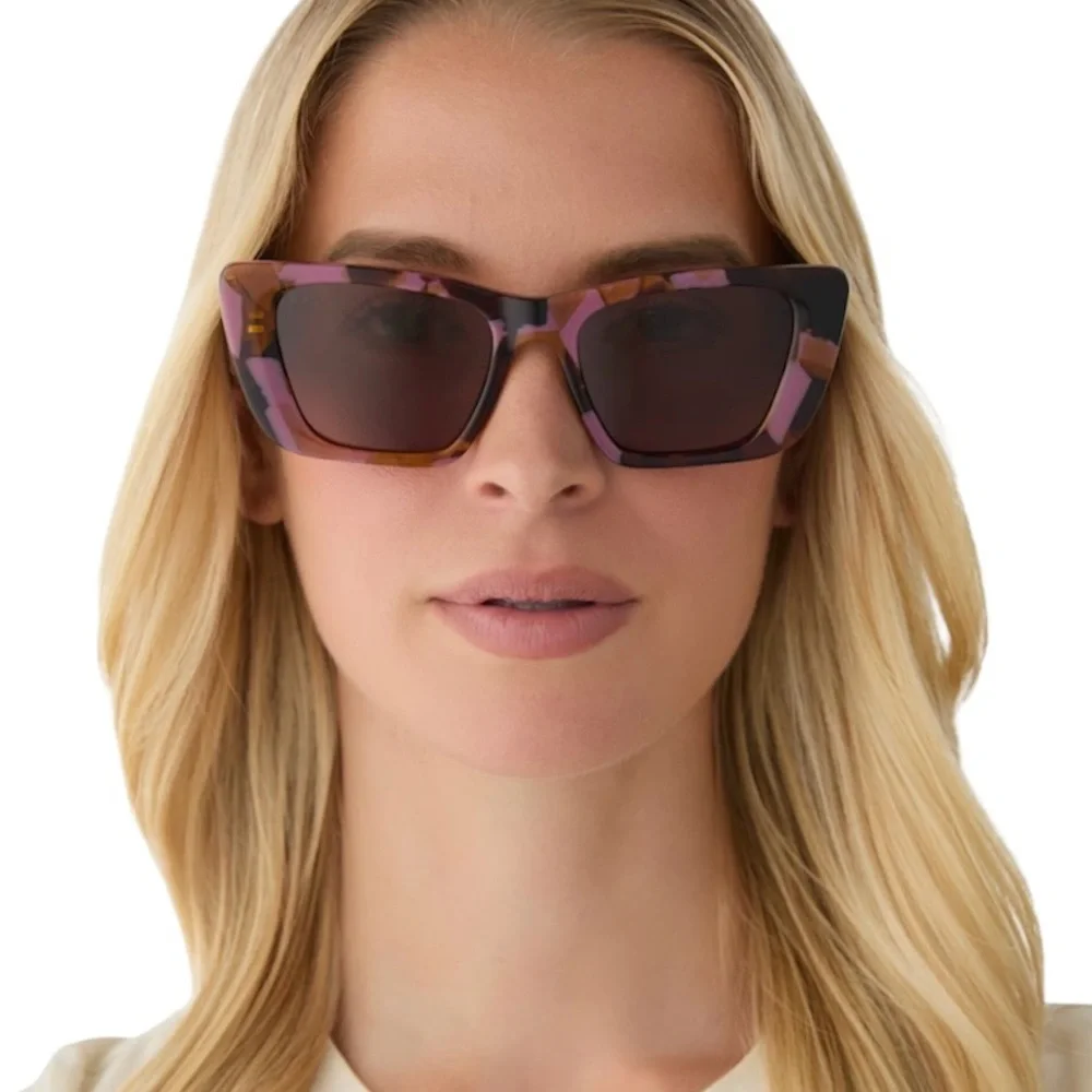 DIFF Aura Polarized Sunglasses Torino Pink Tortoise Frame Brown Lens NWT
